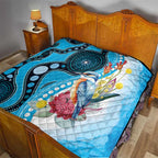 Australia Azure Kingfisher Quilt Australian Native Flowers Indigenous Art - Aussie Hoodie