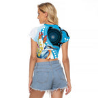 Australia Azure Kingfisher Raglan Cropped T Shirt Australian Native Flowers Indigenous Art - Aussie Hoodie