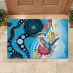 Australia Azure Kingfisher Rubber Doormat Australian Native Flowers Indigenous Art - Aussie Hoodie