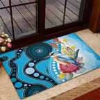 Australia Azure Kingfisher Rubber Doormat Australian Native Flowers Indigenous Art - Aussie Hoodie