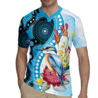 Australia Azure Kingfisher Rugby Jersey Australian Native Flowers Indigenous Art - Aussie Hoodie