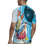 Australia Azure Kingfisher Rugby Jersey Australian Native Flowers Indigenous Art - Aussie Hoodie