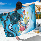 Australia Azure Kingfisher Sarong Australian Native Flowers Indigenous Art - Aussie Hoodie