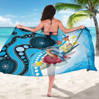 Australia Azure Kingfisher Sarong Australian Native Flowers Indigenous Art - Aussie Hoodie