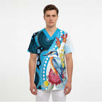 Australia Azure Kingfisher Scrub Top Australian Native Flowers Indigenous Art - Aussie Hoodie