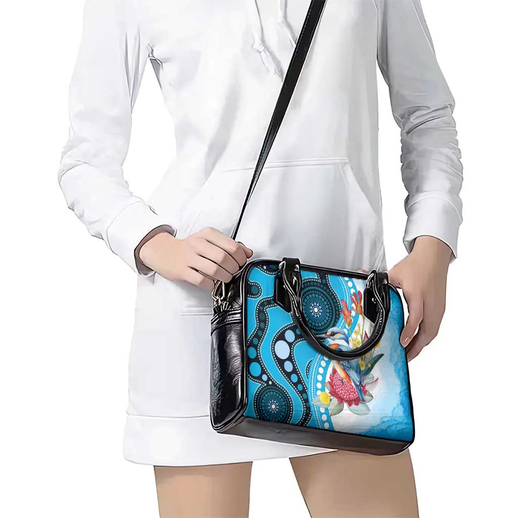 Australia Azure Kingfisher Shoulder Handbag Australian Native Flowers Indigenous Art - Aussie Hoodie