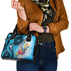 Australia Azure Kingfisher Shoulder Handbag Australian Native Flowers Indigenous Art - Aussie Hoodie