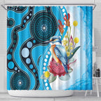 Australia Azure Kingfisher Shower Curtain Australian Native Flowers Indigenous Art - Aussie Hoodie