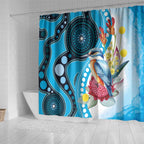 Australia Azure Kingfisher Shower Curtain Australian Native Flowers Indigenous Art - Aussie Hoodie
