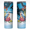 Australia Azure Kingfisher Skinny Tumbler Australian Native Flowers Indigenous Art - Aussie Hoodie