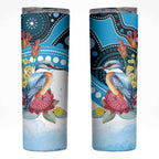 Australia Azure Kingfisher Skinny Tumbler Australian Native Flowers Indigenous Art - Aussie Hoodie