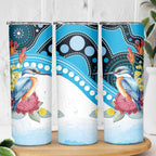 Australia Azure Kingfisher Skinny Tumbler Australian Native Flowers Indigenous Art - Aussie Hoodie