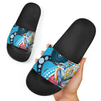Australia Azure Kingfisher Slide Sandals Australian Native Flowers Indigenous Art - Aussie Hoodie