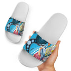 Australia Azure Kingfisher Slide Sandals Australian Native Flowers Indigenous Art - Aussie Hoodie