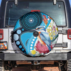 Australia Azure Kingfisher Spare Tire Cover Australian Native Flowers Indigenous Art - Aussie Hoodie