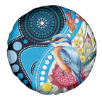 Australia Azure Kingfisher Spare Tire Cover Australian Native Flowers Indigenous Art - Aussie Hoodie