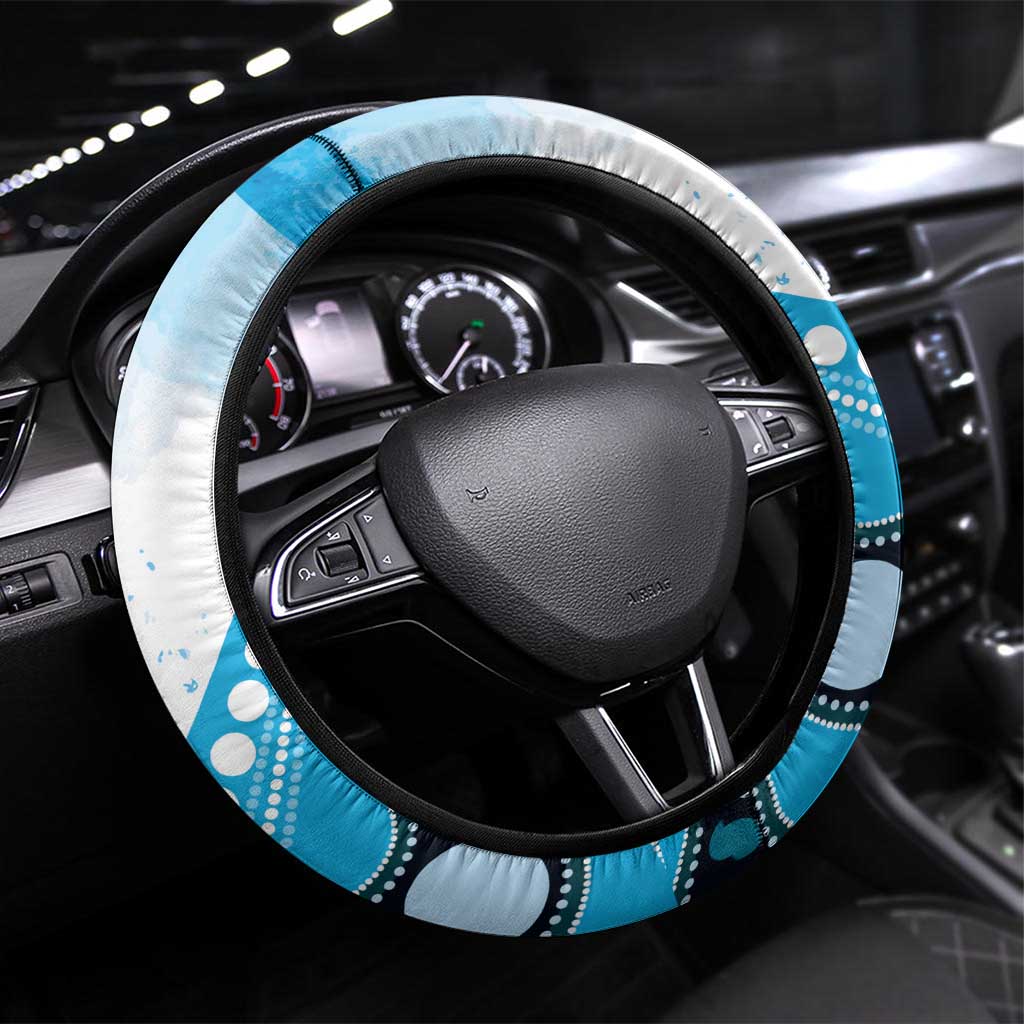 Australia Azure Kingfisher Steering Wheel Cover Australian Native Flowers Indigenous Art - Aussie Hoodie