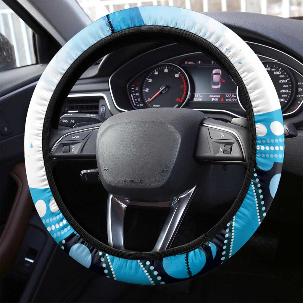 Australia Azure Kingfisher Steering Wheel Cover Australian Native Flowers Indigenous Art - Aussie Hoodie