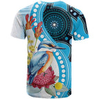 Australia Azure Kingfisher T Shirt Australian Native Flowers Indigenous Art - Aussie Hoodie