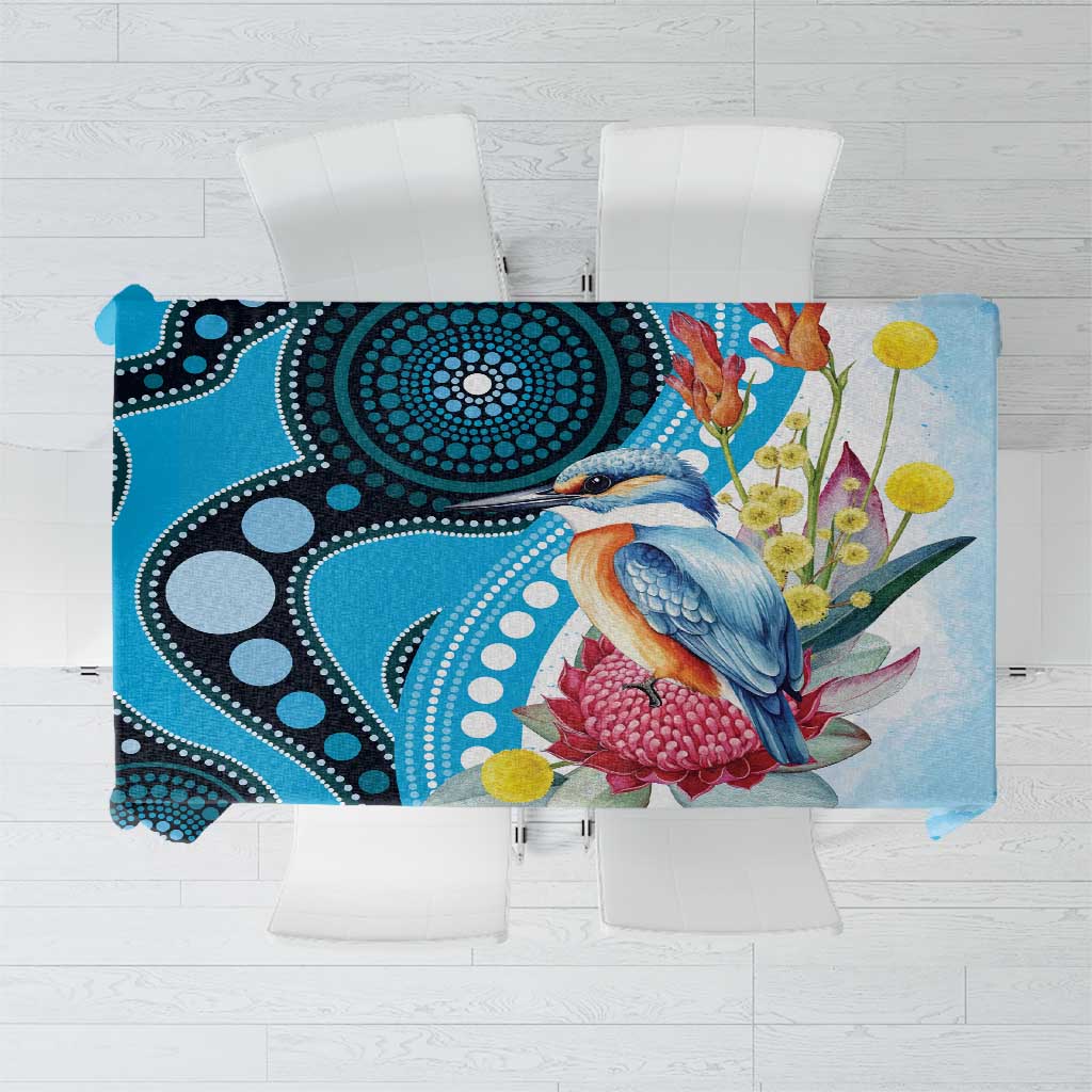 Australia Azure Kingfisher Tablecloth Australian Native Flowers Indigenous Art - Aussie Hoodie