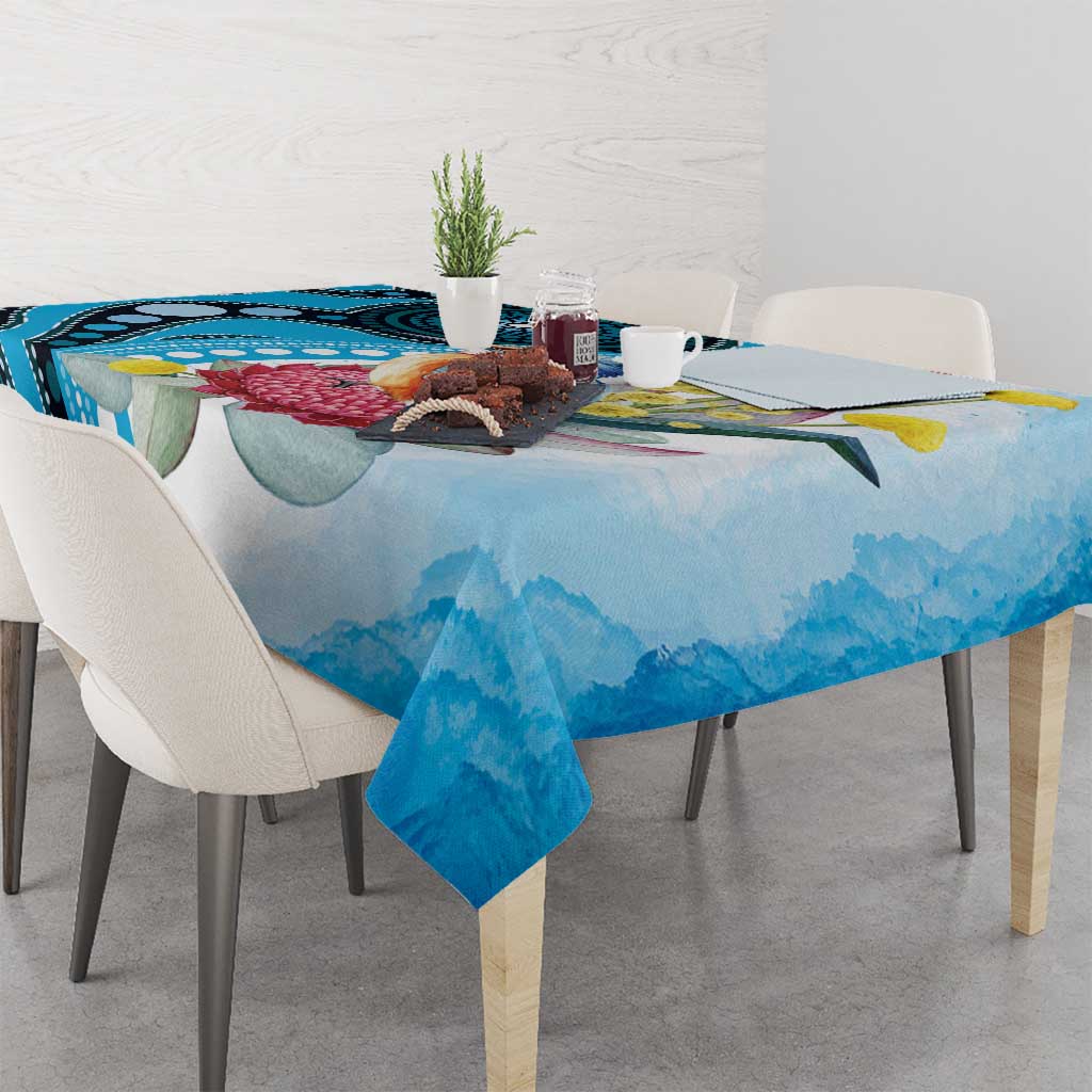 Australia Azure Kingfisher Tablecloth Australian Native Flowers Indigenous Art - Aussie Hoodie