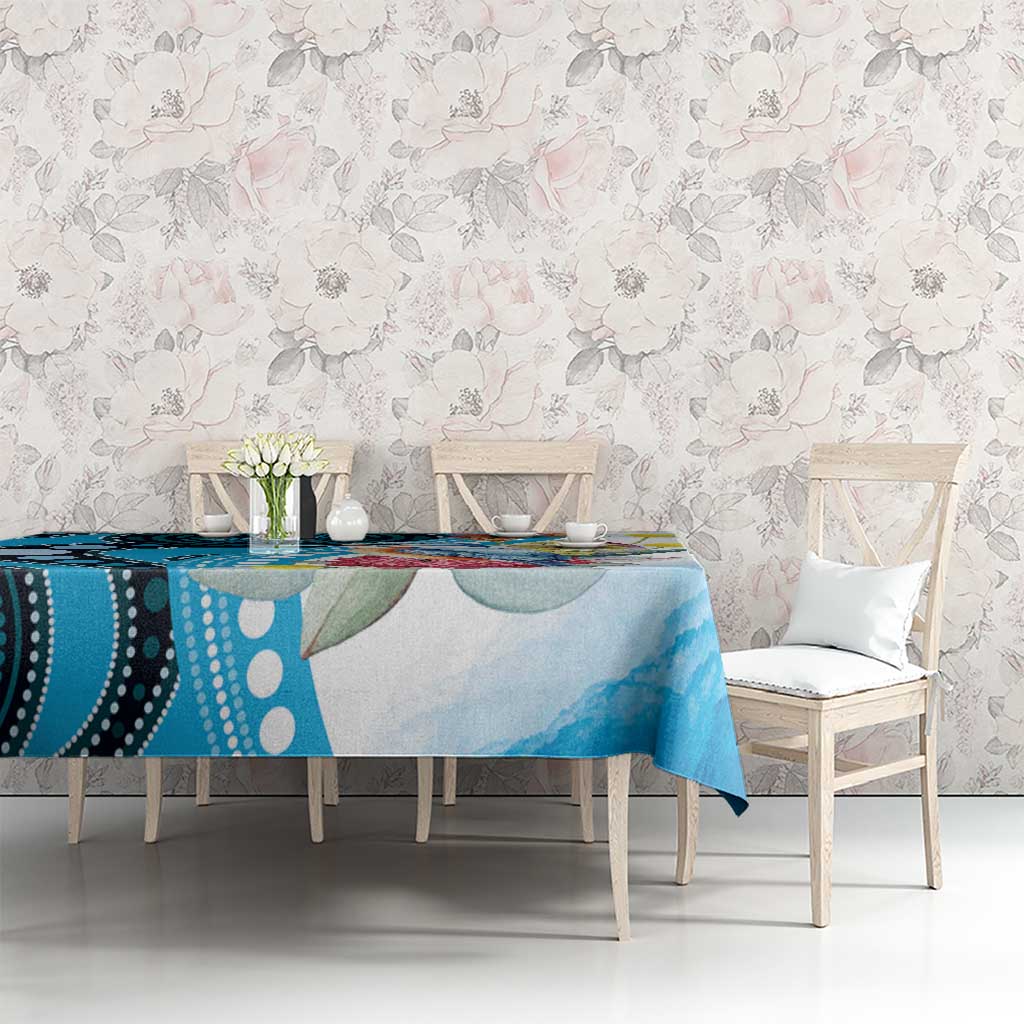 Australia Azure Kingfisher Tablecloth Australian Native Flowers Indigenous Art - Aussie Hoodie