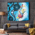 Australia Azure Kingfisher Tapestry Australian Native Flowers Indigenous Art - Aussie Hoodie