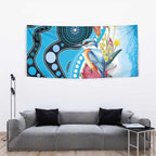 Australia Azure Kingfisher Tapestry Australian Native Flowers Indigenous Art - Aussie Hoodie