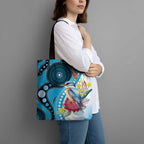 Australia Azure Kingfisher Tote Bag Australian Native Flowers Indigenous Art - Aussie Hoodie