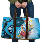 Australia Azure Kingfisher Travel Bag Australian Native Flowers Indigenous Art - Aussie Hoodie