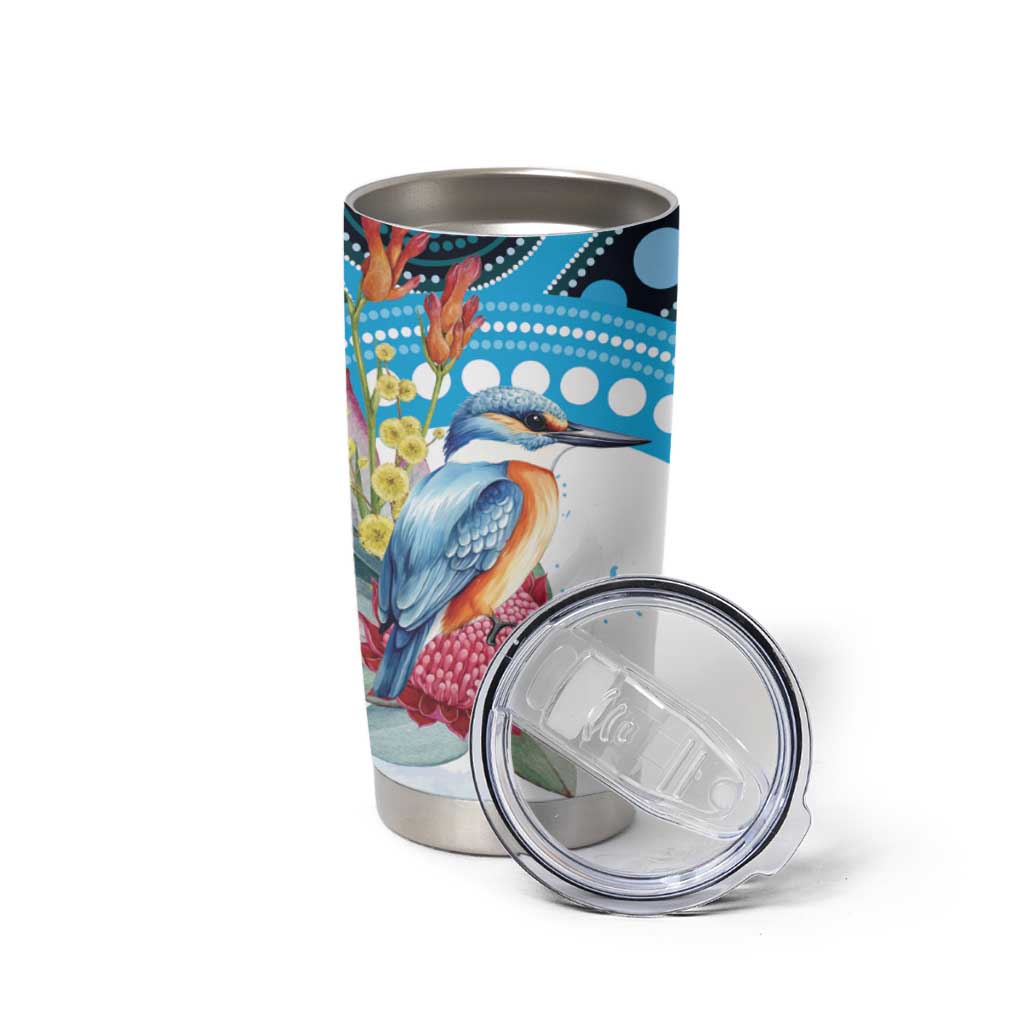 Australia Azure Kingfisher Tumbler Cup Australian Native Flowers Indigenous Art - Aussie Hoodie