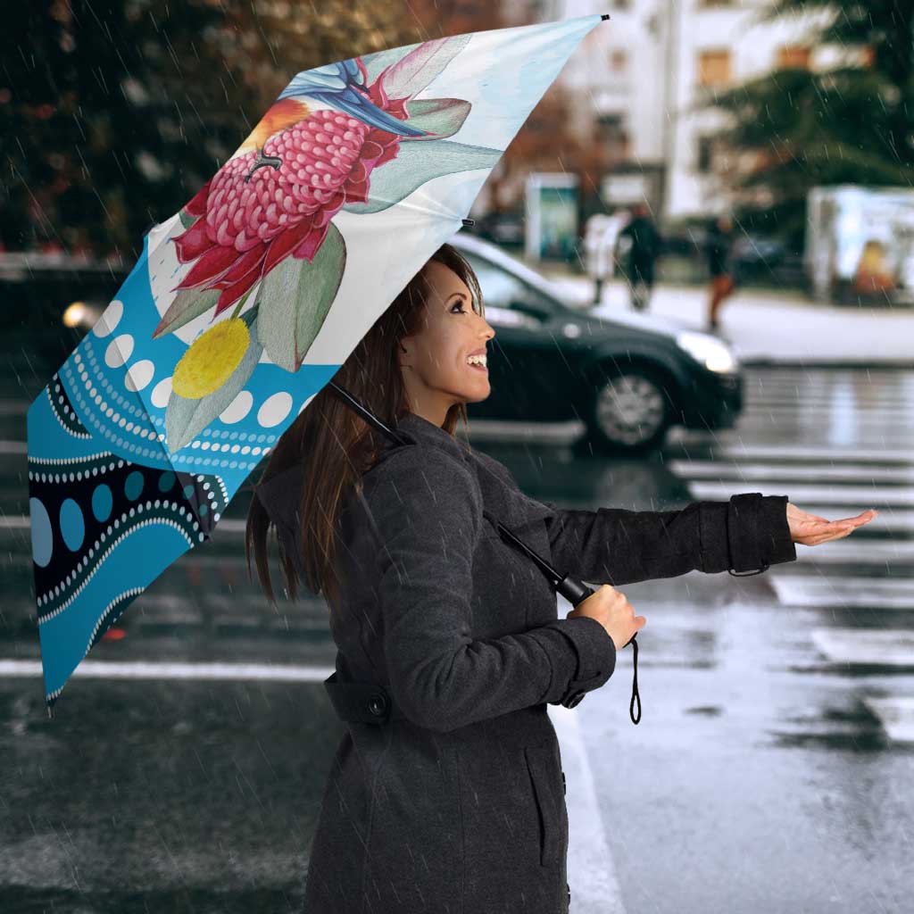 Australia Azure Kingfisher Umbrella Australian Native Flowers Indigenous Art - Aussie Hoodie