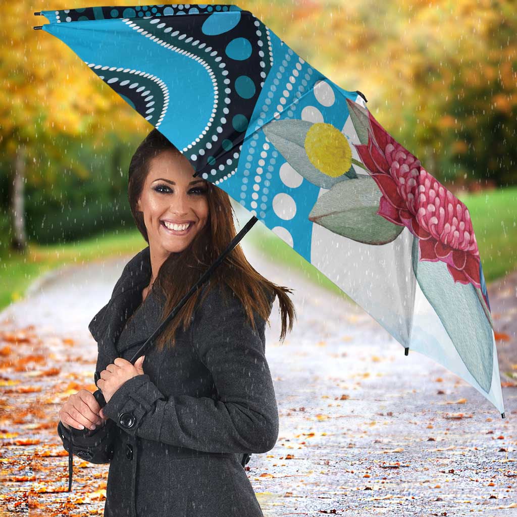 Australia Azure Kingfisher Umbrella Australian Native Flowers Indigenous Art - Aussie Hoodie