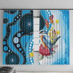 Australia Azure Kingfisher Window Curtain Australian Native Flowers Indigenous Art - Aussie Hoodie