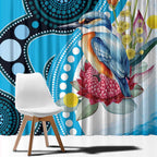 Australia Azure Kingfisher Window Curtain Australian Native Flowers Indigenous Art - Aussie Hoodie