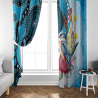 Australia Azure Kingfisher Window Curtain Australian Native Flowers Indigenous Art - Aussie Hoodie