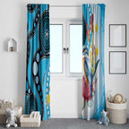 Australia Azure Kingfisher Window Curtain Australian Native Flowers Indigenous Art - Aussie Hoodie