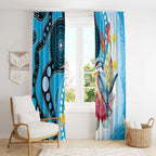 Australia Azure Kingfisher Window Curtain Australian Native Flowers Indigenous Art - Aussie Hoodie