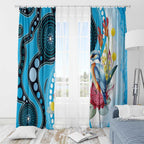 Australia Azure Kingfisher Window Curtain Australian Native Flowers Indigenous Art - Aussie Hoodie