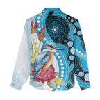 Australia Azure Kingfisher Women Casual Shirt Australian Native Flowers Indigenous Art - Aussie Hoodie