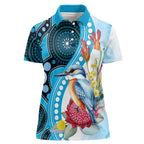 Australia Azure Kingfisher Women Polo Shirt Australian Native Flowers Indigenous Art - Aussie Hoodie