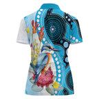 Australia Azure Kingfisher Women Polo Shirt Australian Native Flowers Indigenous Art - Aussie Hoodie