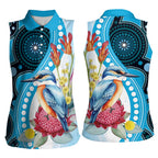 Australia Azure Kingfisher Women Sleeveless Polo Shirt Australian Native Flowers Indigenous Art - Aussie Hoodie