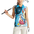 Australia Azure Kingfisher Women Sleeveless Polo Shirt Australian Native Flowers Indigenous Art - Aussie Hoodie