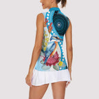 Australia Azure Kingfisher Women Sleeveless Polo Shirt Australian Native Flowers Indigenous Art - Aussie Hoodie
