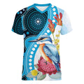 Australia Azure Kingfisher Women V-Neck T-Shirt Australian Native Flowers Indigenous Art - Aussie Hoodie