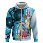 Australia Azure Kingfisher Zip Hoodie Australian Native Flowers Indigenous Art - Aussie Hoodie