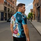 Australia Azure Kingfisher Zipper Polo Shirt Australian Native Flowers Indigenous Art - Aussie Hoodie