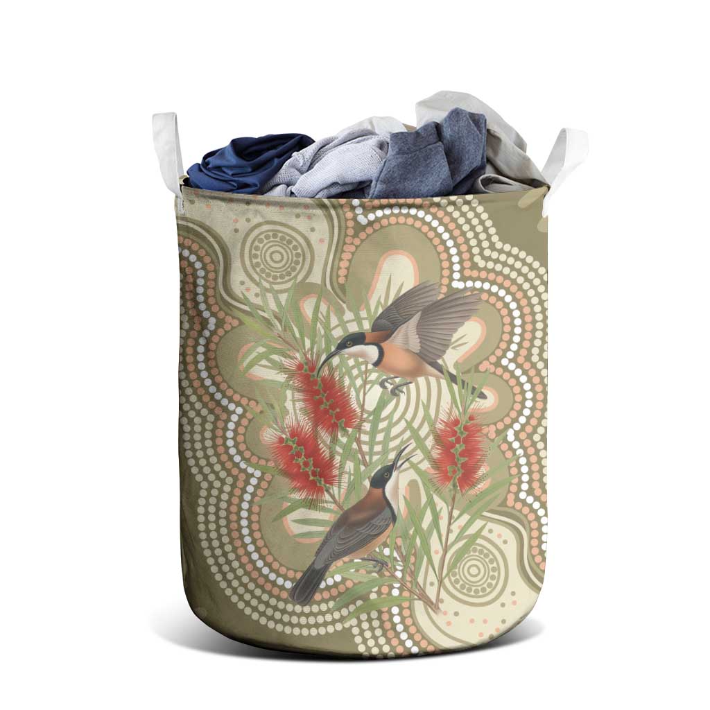 Australia Eastern Spinebill Laundry Basket Aussie Honeyeater Bottlebrush Indigenous Art - Aussie Hoodie