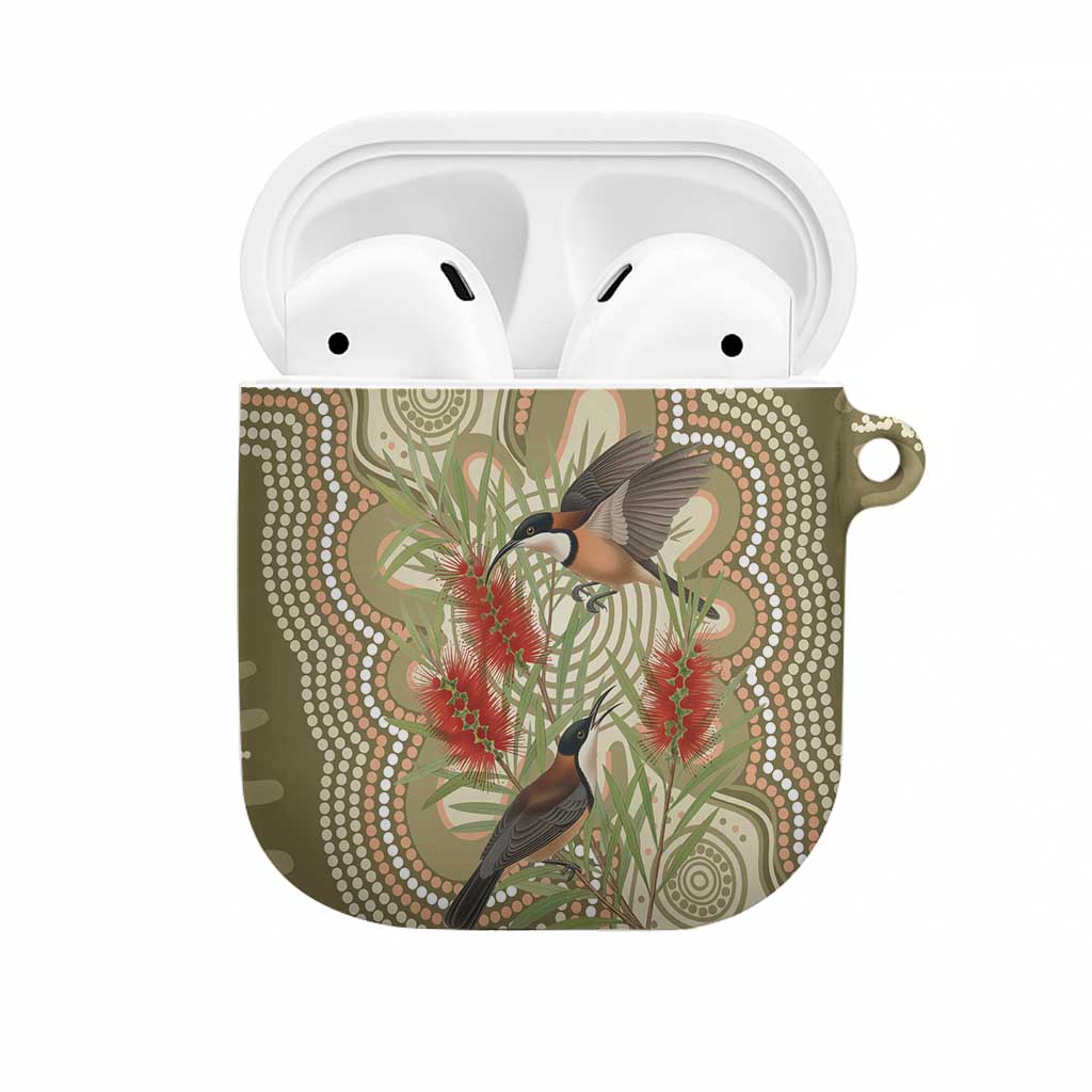 Australia Eastern Spinebill AirPods Case Aussie Honeyeater Bottlebrush Indigenous Art - Aussie Hoodie